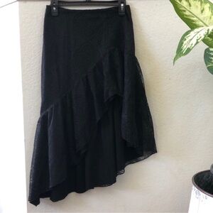 NBD Revolve Asymmetrical Black Laced Ruffled Midi Skirt size S